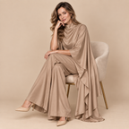 Dark Beige Satin Cape Co-ord Set