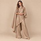 Dark Beige Satin Cape Co-ord Set