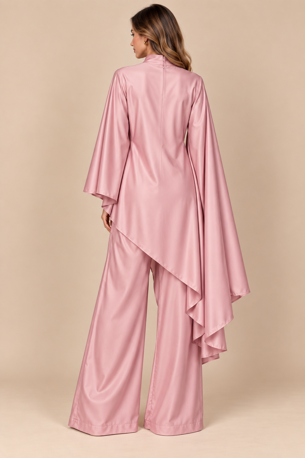 Pink Satin Cape Co-ord Set