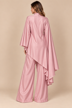 Pink Satin Cape Co-ord Set