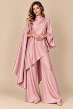 Pink Satin Cape Co-ord Set