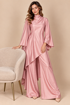 Pink Satin Cape Co-ord Set