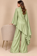 Green Satin Cape Co-ord Set