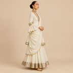 Ivory mirrorwork sharara set