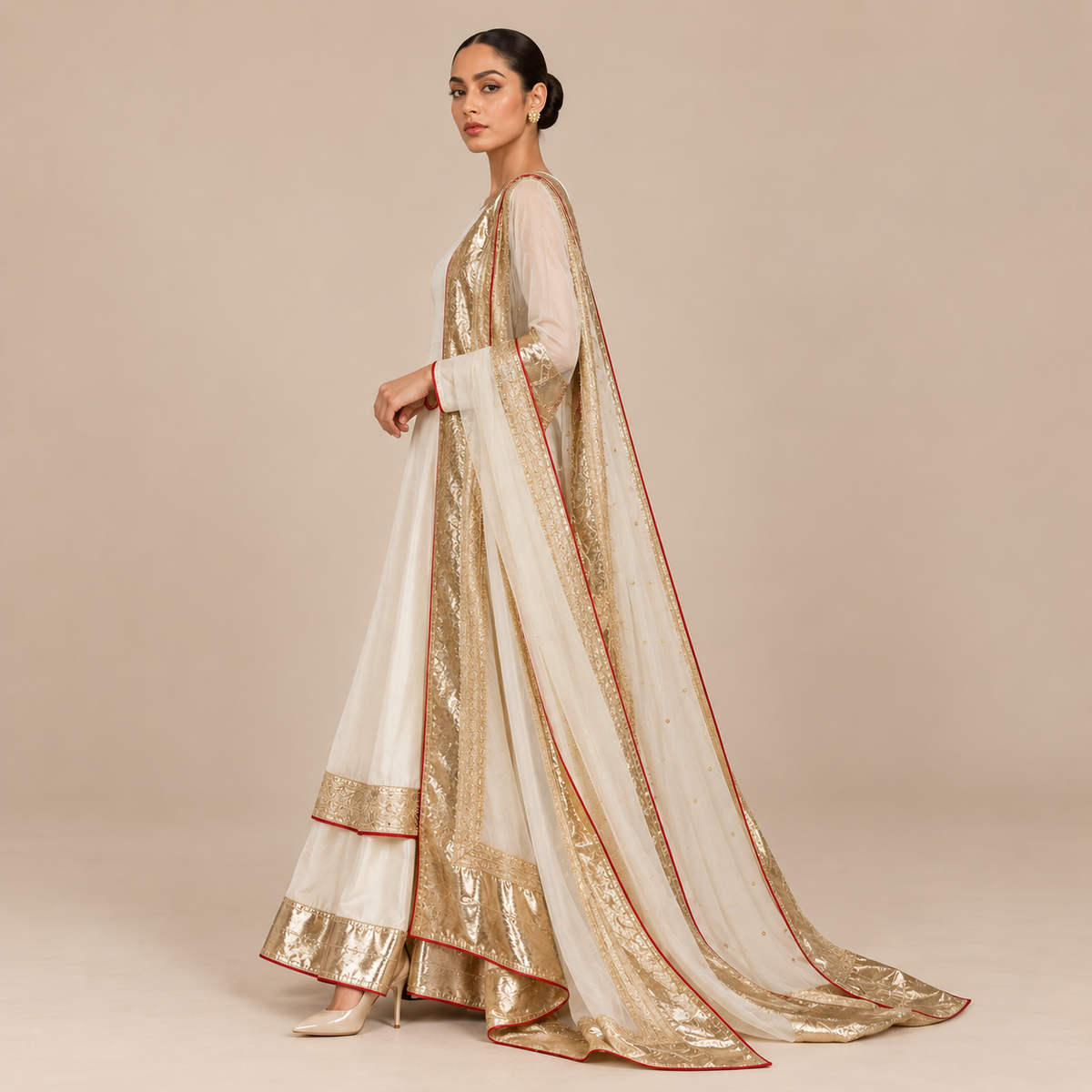 Ivory Anarkali Sharara Set