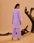Lilac sequins schiffli coord set