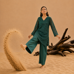 Emerald green sequins schiffli coord set