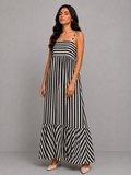 White and black striped maxi dress