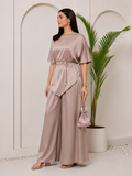 Dusty Rose satin coord set with potli bag