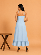 Light blue denim midi dress