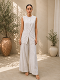 Striped sleeveless vest and trouser coord set