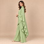 Green Satin Cape Co-ord Set