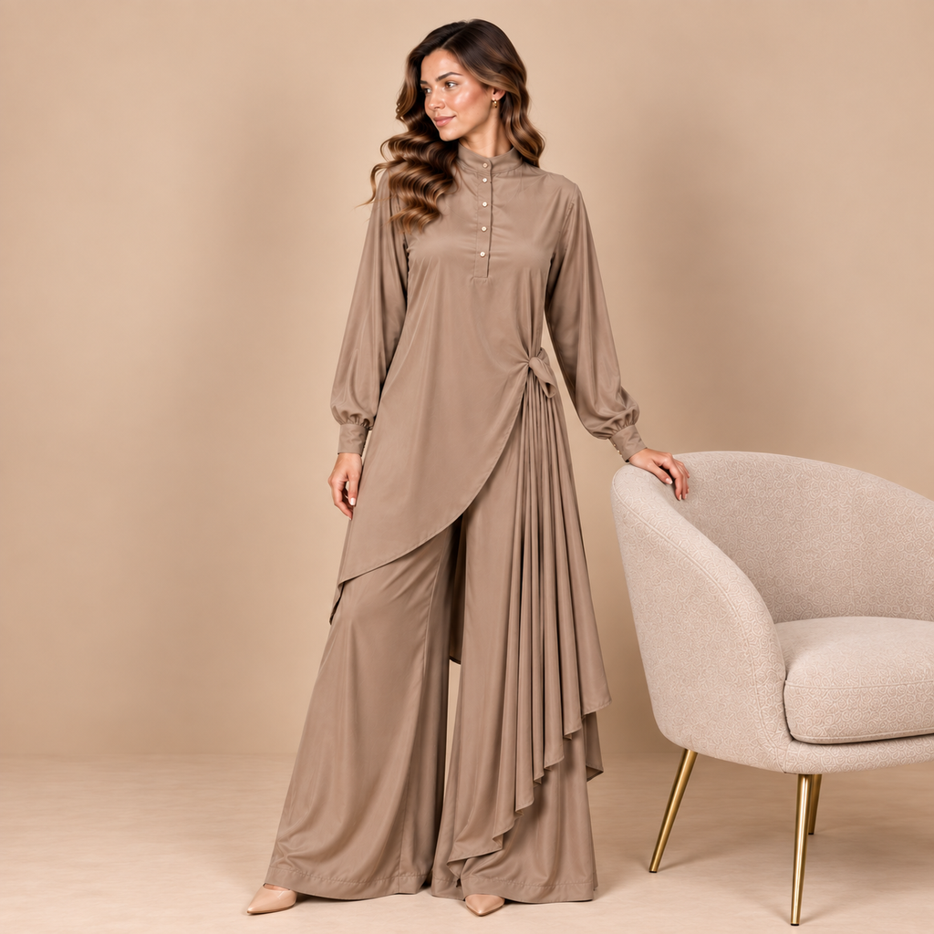 Taupe Draped Co-Ord Set