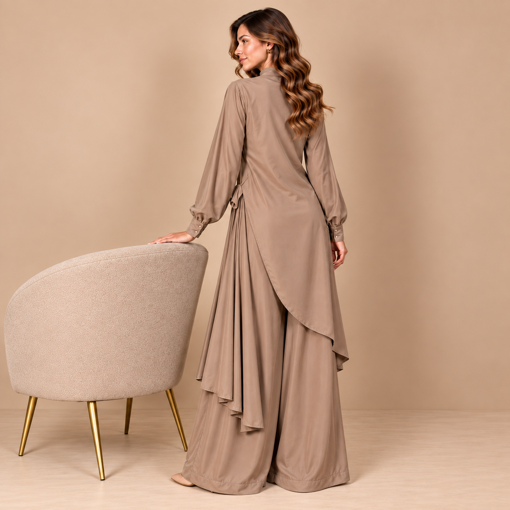 Taupe Draped Co-Ord Set