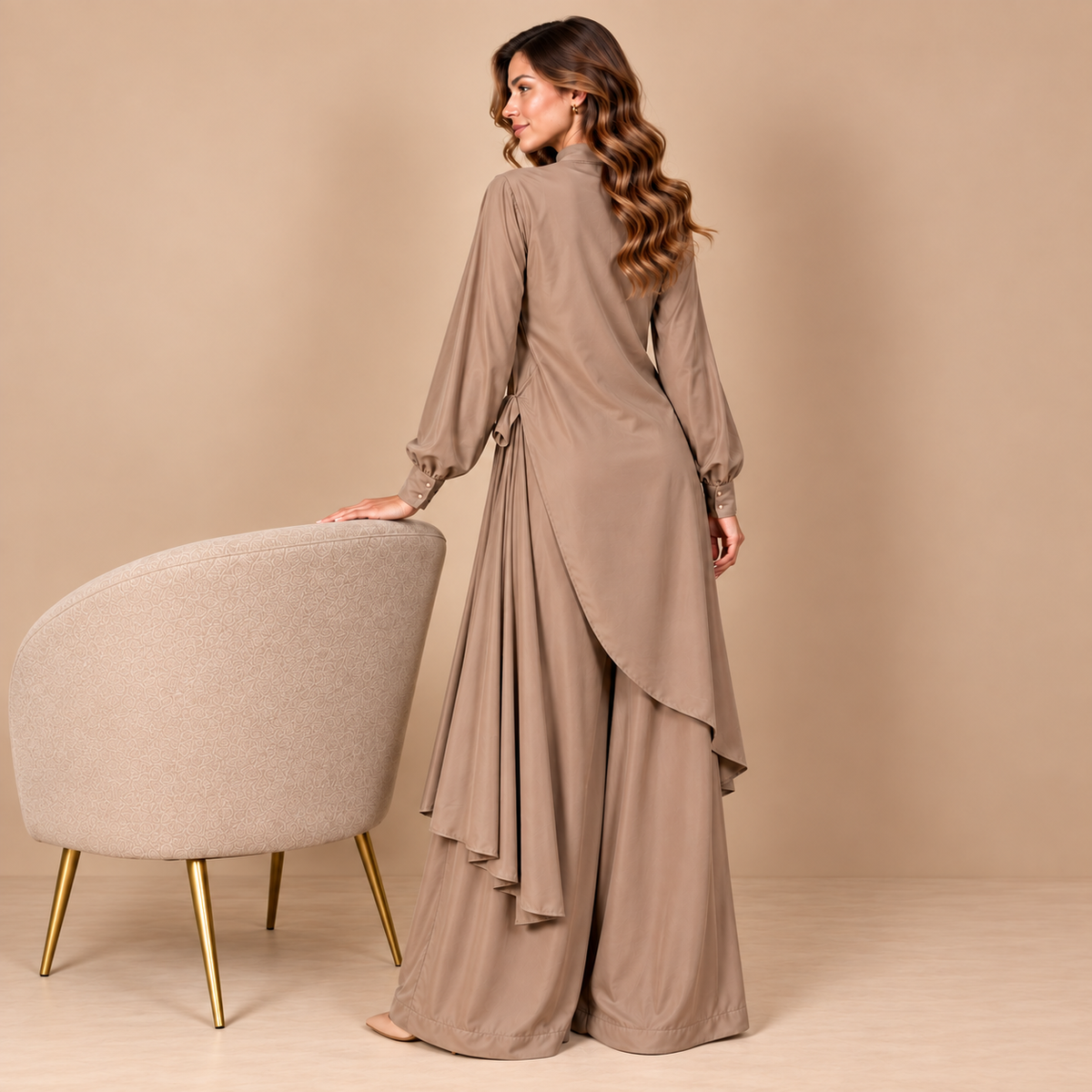 Taupe Draped Co-Ord Set
