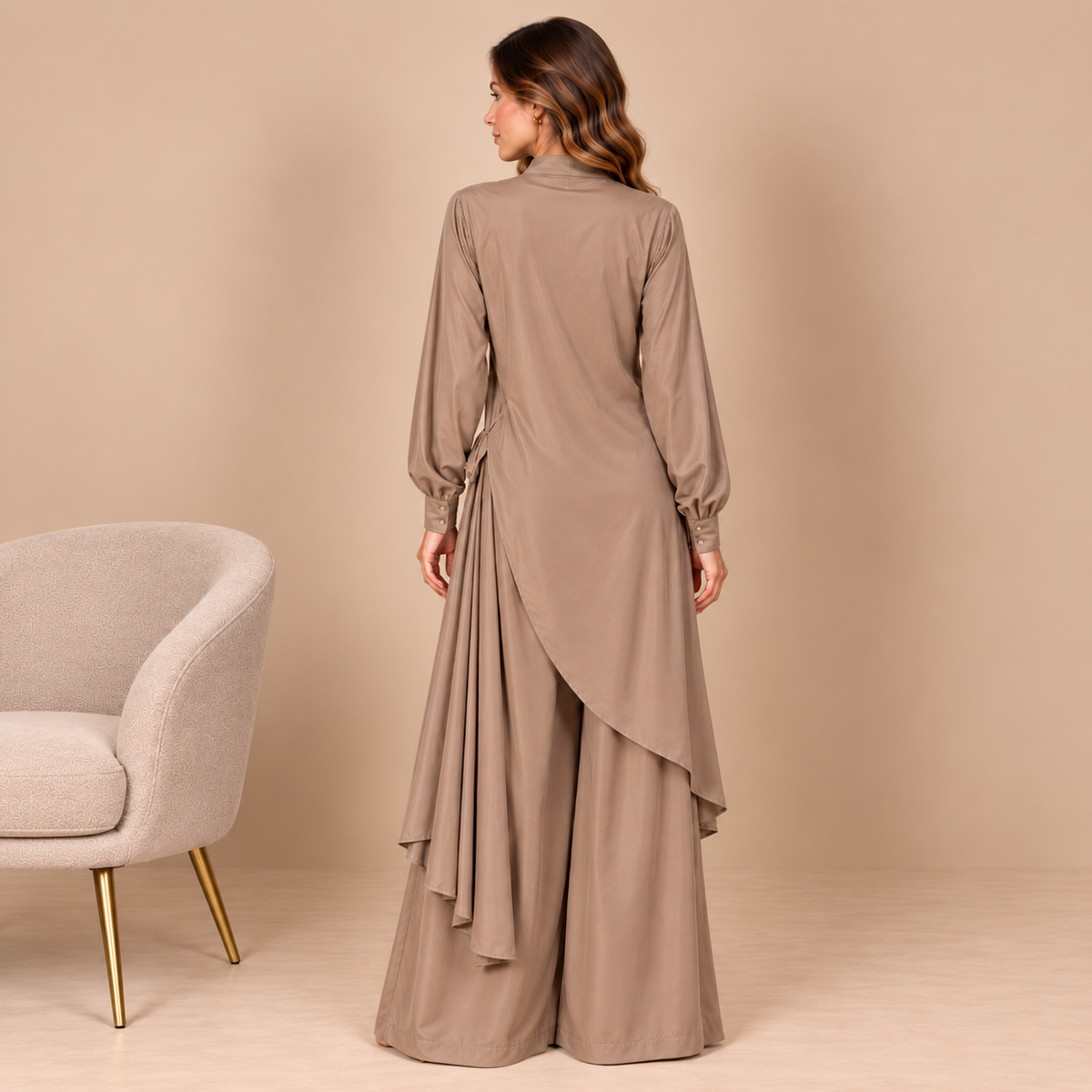 Taupe Draped Co-Ord Set