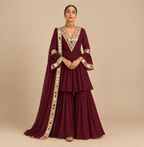 Maroon mirrorwork sharara set
