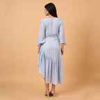 Powder Blue swarovaski stones Midi Dress with bag