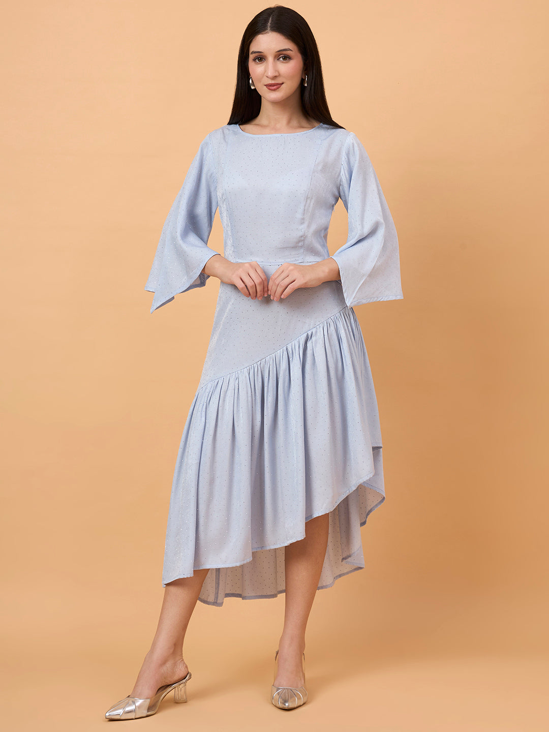 Powder Blue swarovaski stones Midi Dress