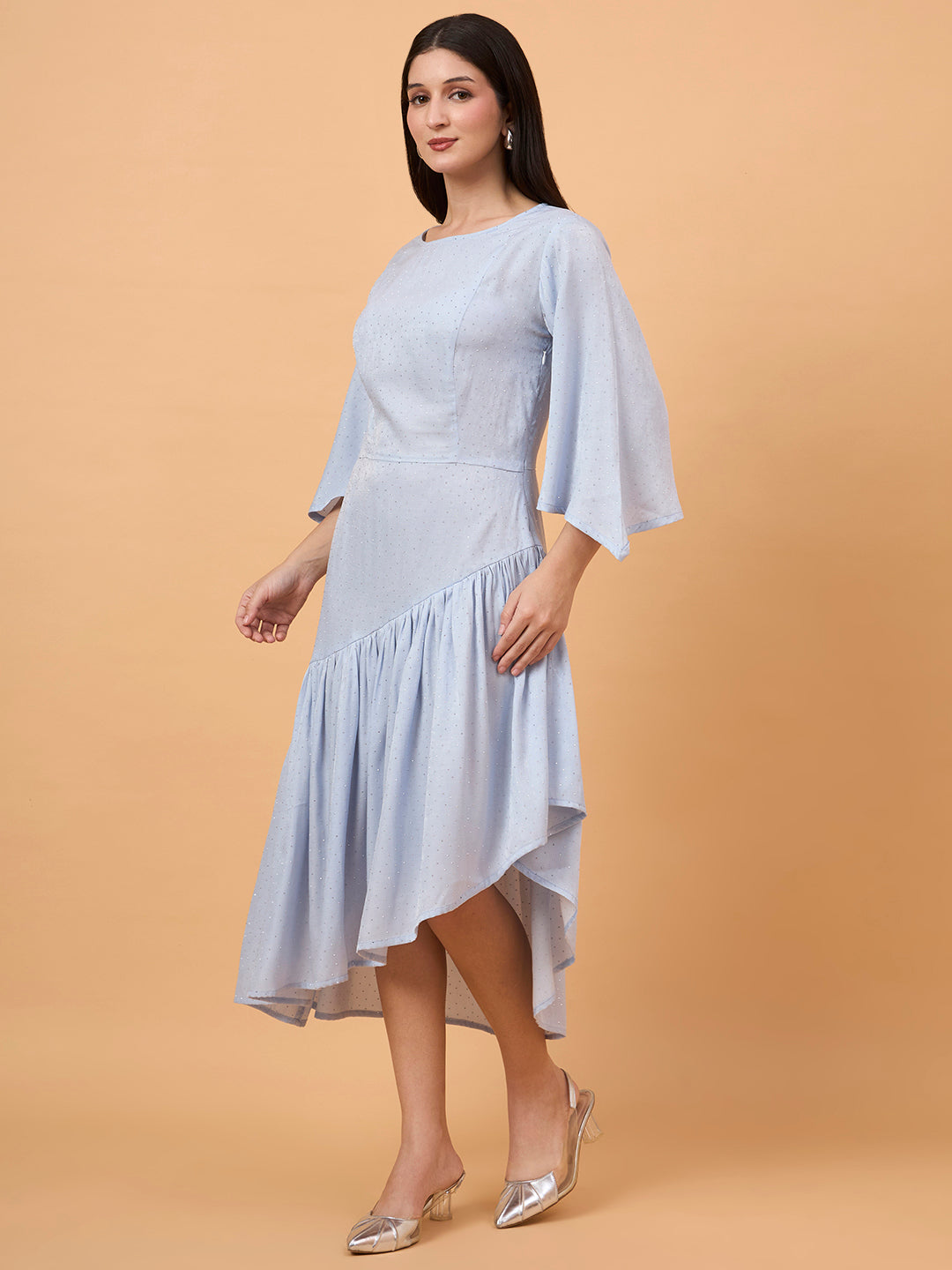 Powder Blue swarovaski stones Midi Dress