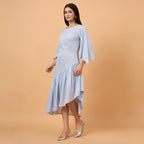 Powder Blue swarovaski stones Midi Dress with bag