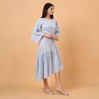 Powder Blue swarovaski stones Midi Dress with bag