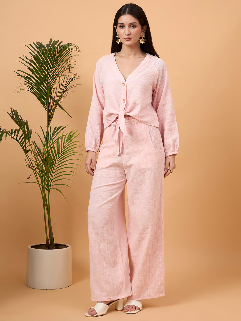 Light pink cotton coord set