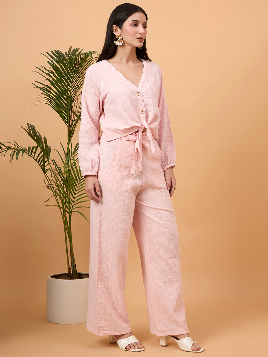 Light pink cotton coord set