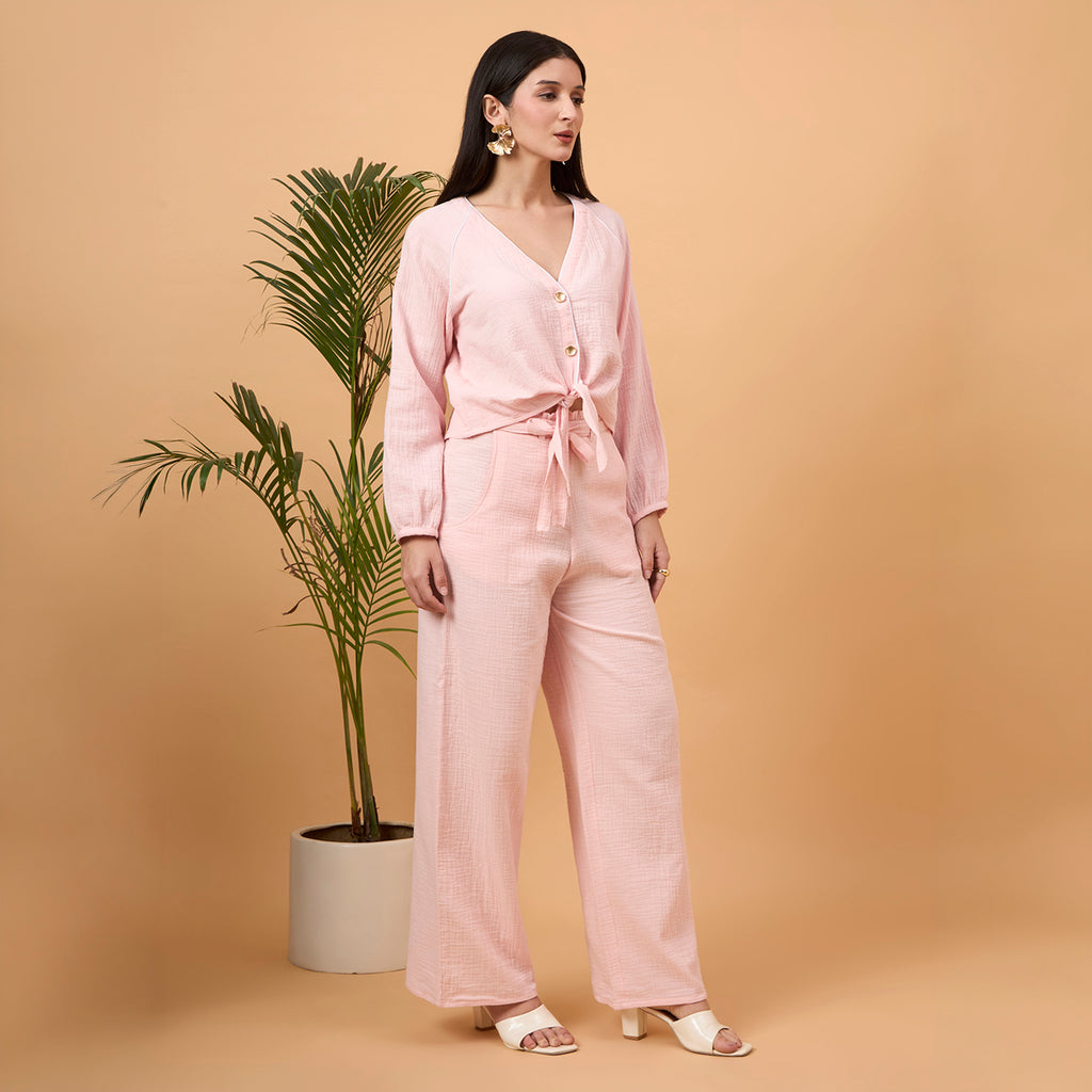 Light pink cotton coord set