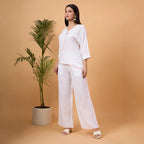 White wrap-style co-ord set