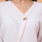 White wrap-style co-ord set