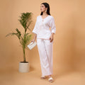White wrap-style co-ord set