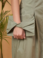 Solid green A line dress