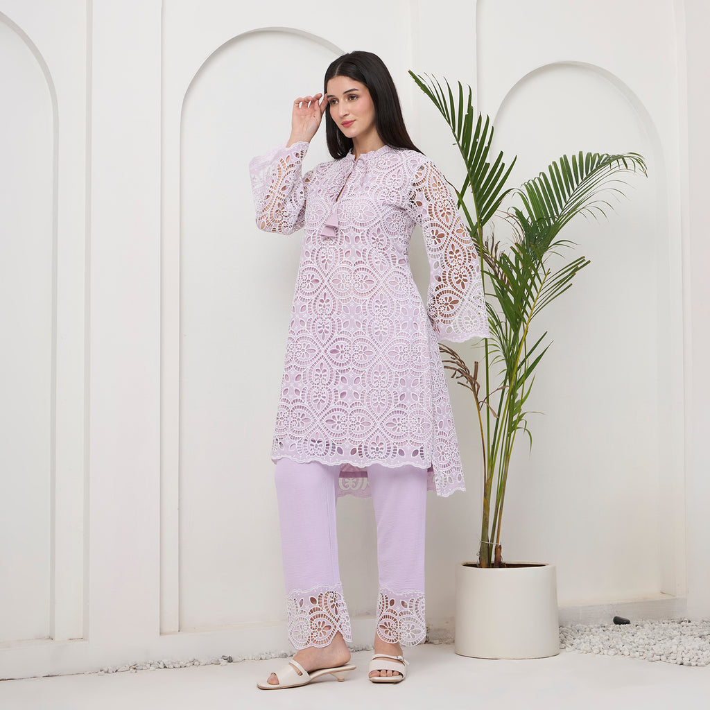 Lavender cutwork KP set with bag