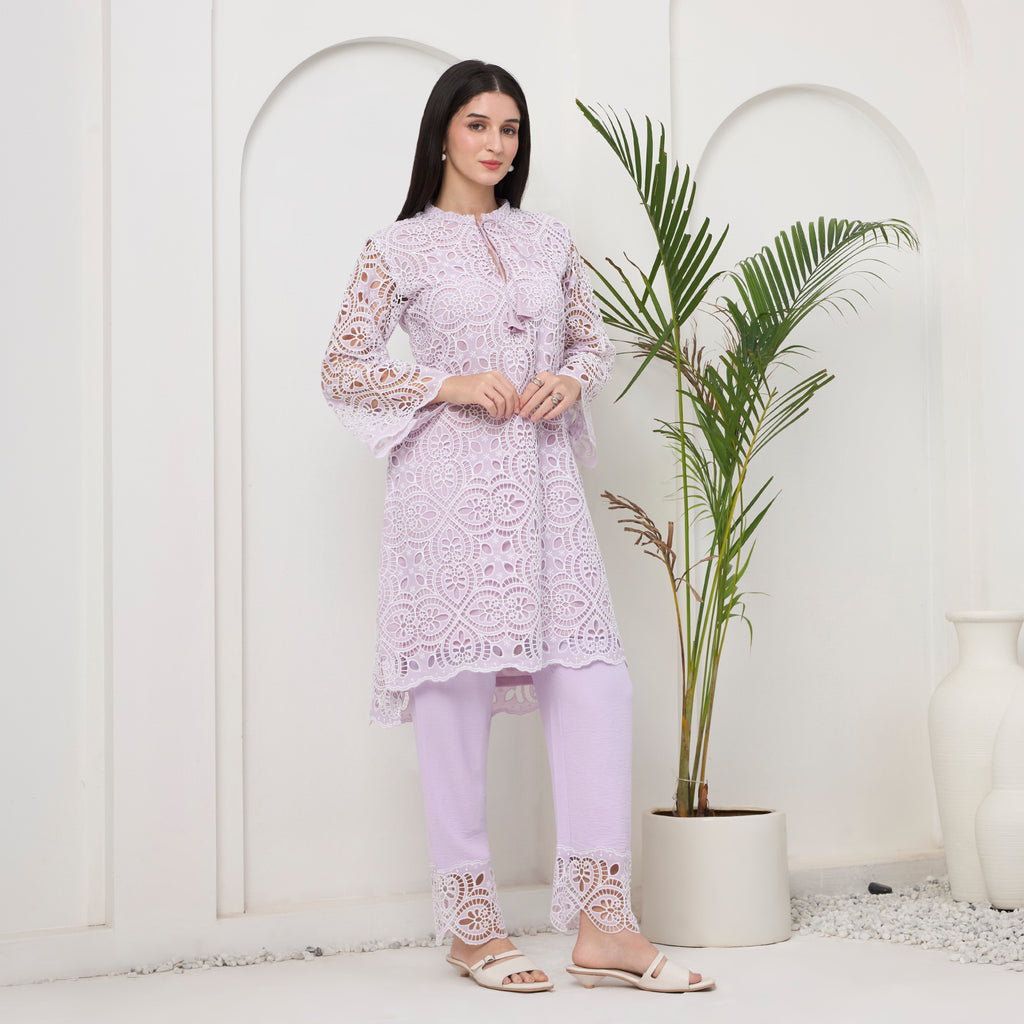 Lavender cutwork KP set with bag