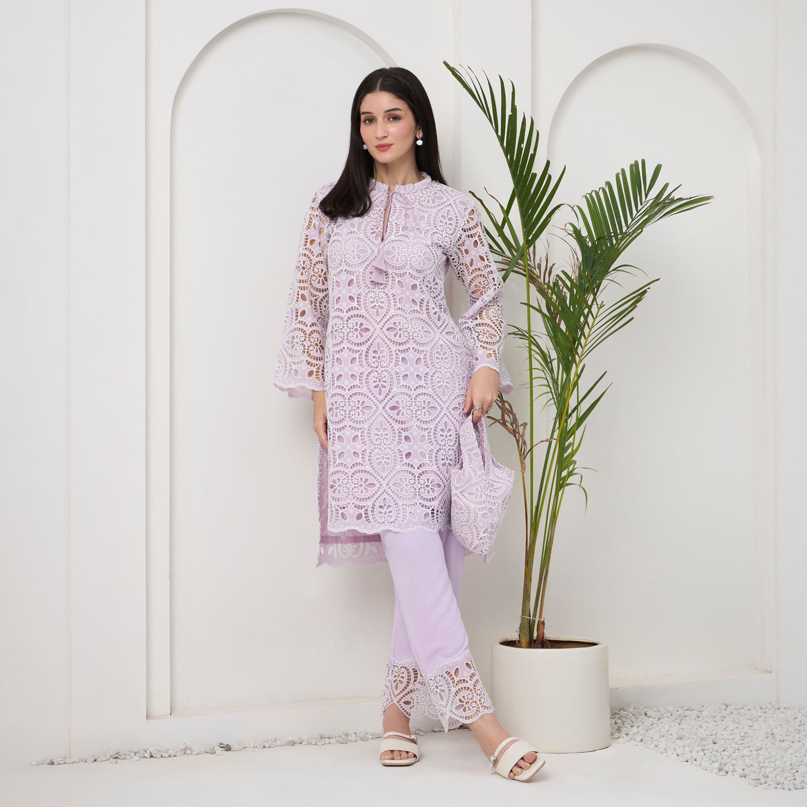 Lavender cutwork KP set with bag