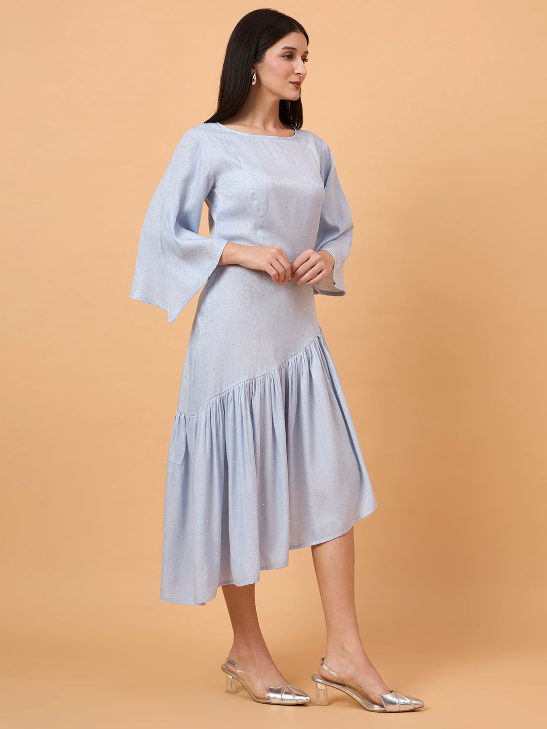 Powder Blue swarovaski stones Midi Dress