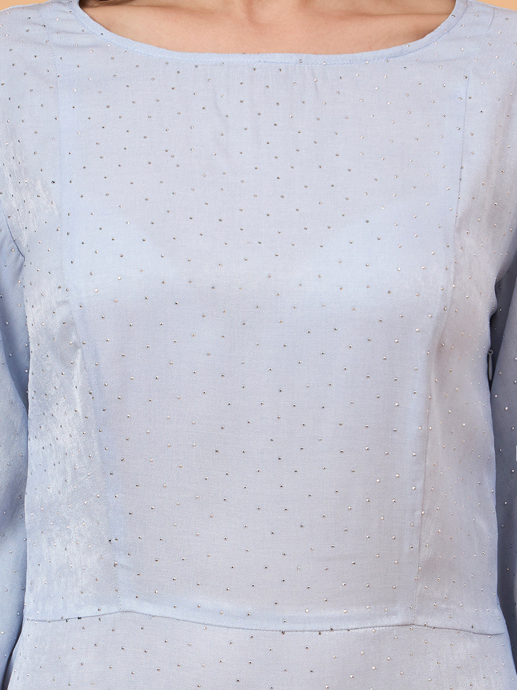 Powder Blue swarovaski stones Midi Dress