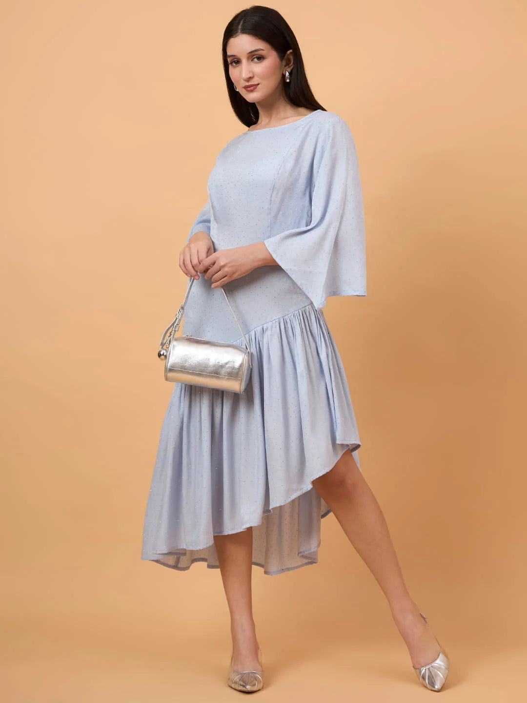 Powder Blue swarovaski stones Midi Dress