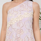 Lavender lace one shoulder dress with bag