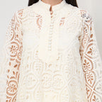 Creamy white cutwork KP set with bag