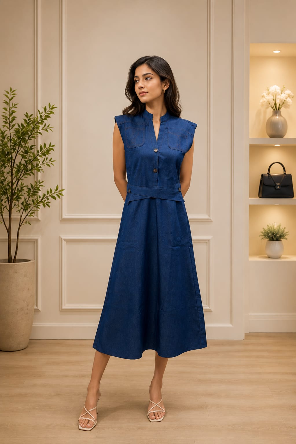 Dark blue denim dress