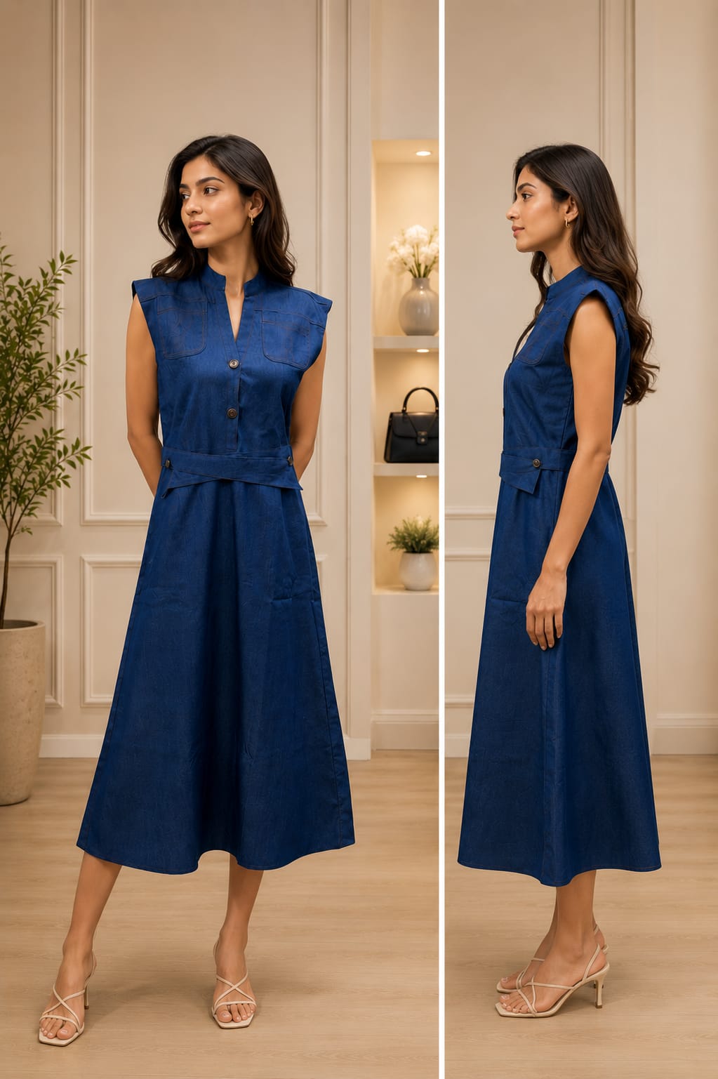 Dark blue denim dress