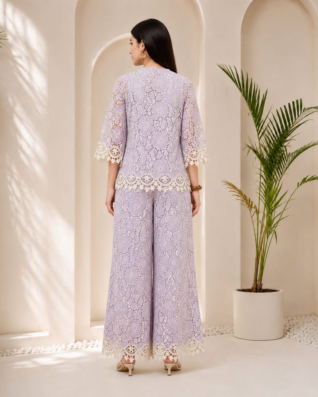 Lavender floral lace coord set