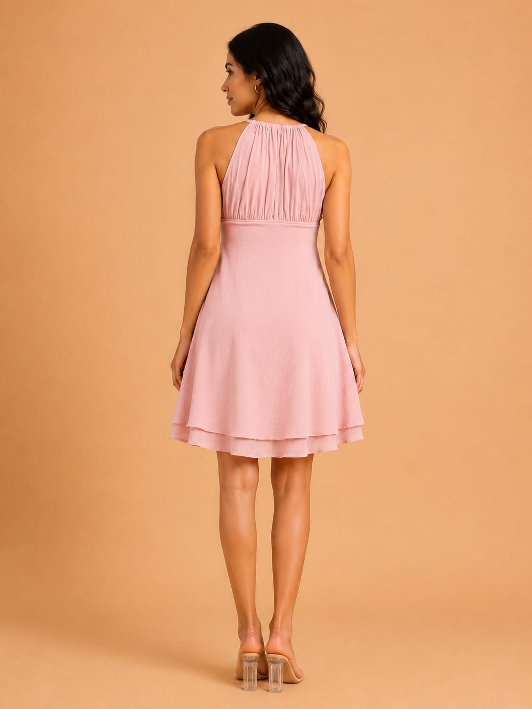 Peach halter dress