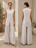 Striped sleeveless vest and trouser coord set