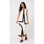 Modern Contrast Trim Skirt Set
